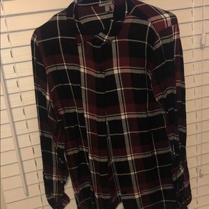 Maroon Plaid Button Up